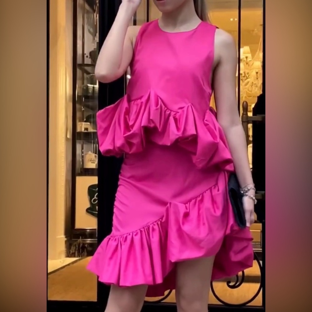 Fuchsia Pink Ruffle Two-Piece Skirt Set XS Like New